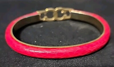 Vintage 80's/90's Red Gucci Snakeskin 24kt Gold Plated Bangle