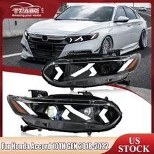 TT-ABC LED Headlights For Honda Accord 10Th Gen 2018-2022 Clear Lens Front Lamp
