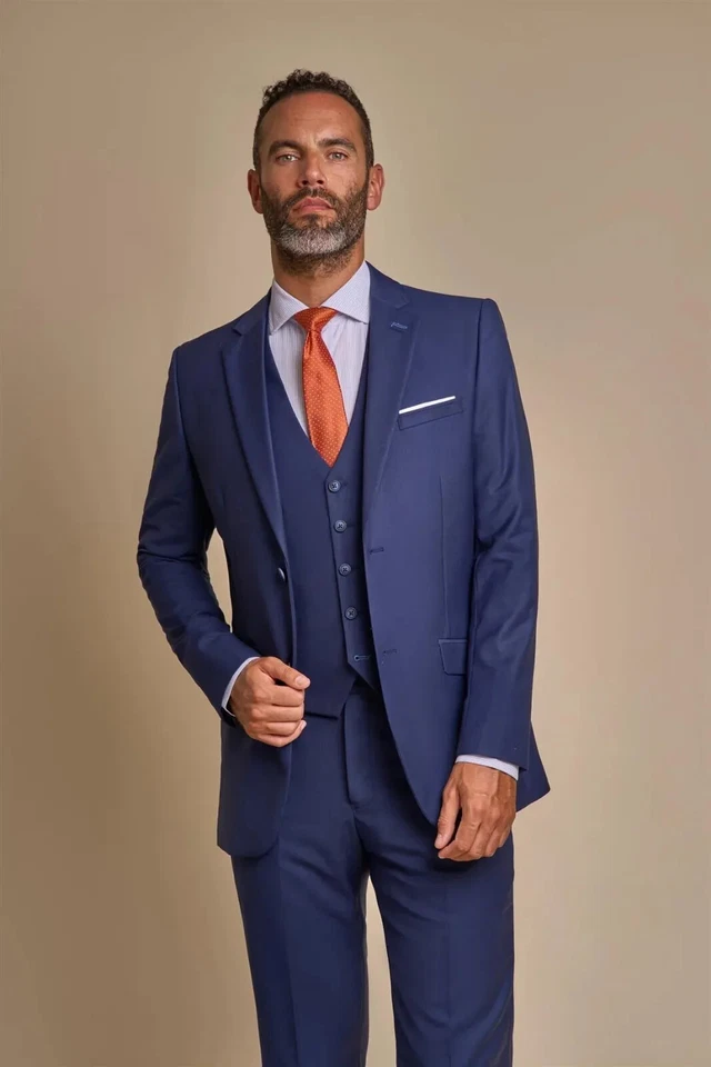 SIRRI Cavani Men’s Formal Slim Fit Suit in Navy Blue 3 PC Set Clearance Sale Was £225