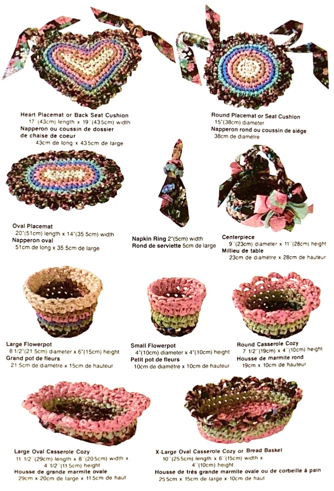 Rag rug crochet patterns: baskets, placemats, casserole cozies, chair pads ... - Image 3 of 3