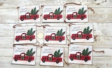 9-Christmas-Primitive-Farmhouse-Holiday-Truck-Linen Cardstock-Gift-Hang-Tags