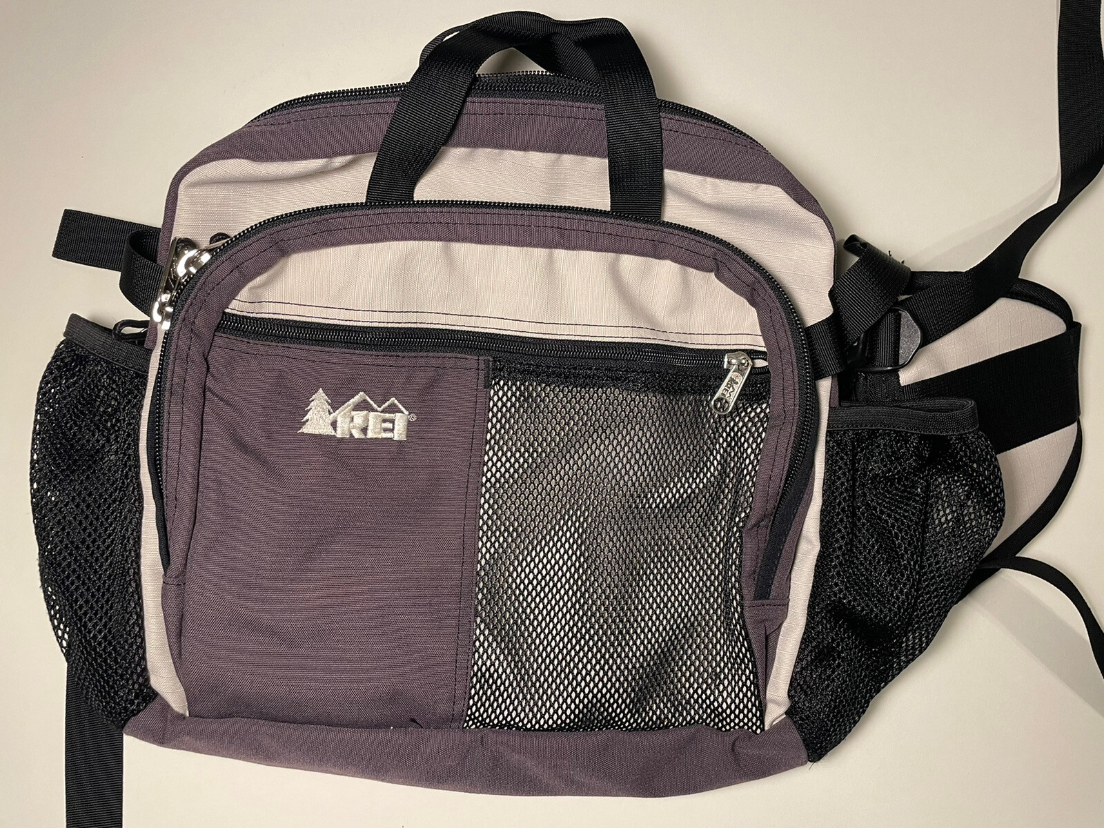 Vintage REI Waist Fanny Pack Bag Hiking Purple White Black Water Bottle