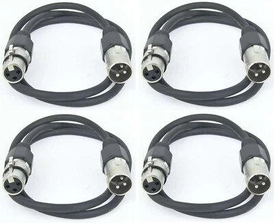 4 x PACCS 1 m Mikrofonkabel schwarz 3 pol XLR Neutrik kompatibel DMX Patch Kabel