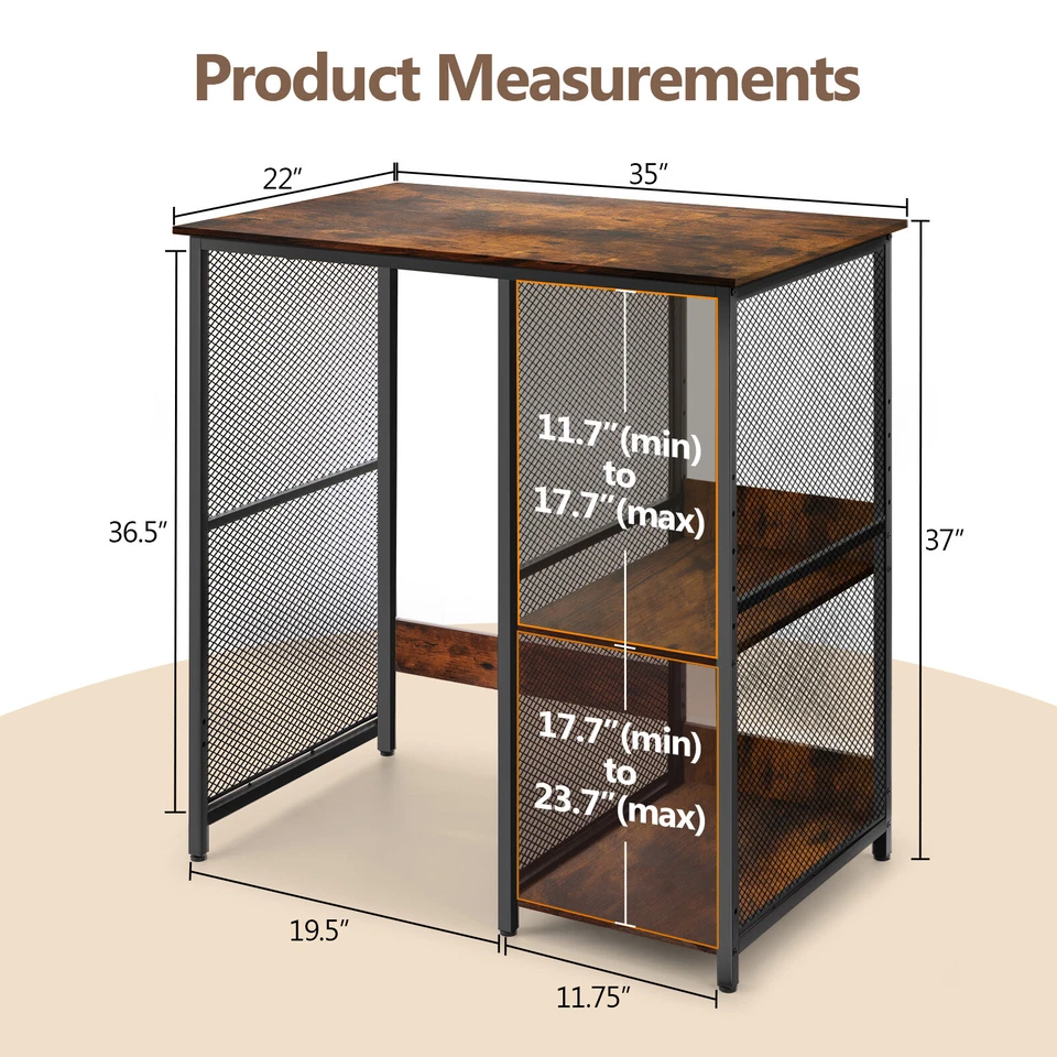 3-Tier Mini Fridge Cabinet with Storage Kitchen Bakers Rack Adjustable Shelf - Photo 3/4