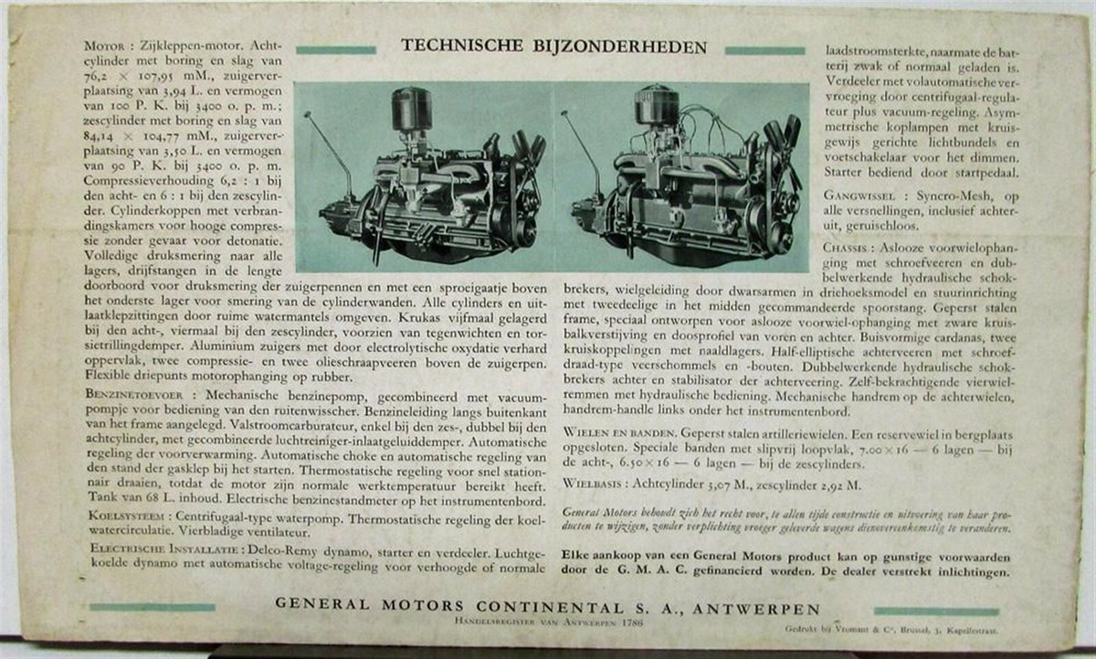 1936 Oldsmobile Six & Eight F & L Sales Folder Dutch Text Belgium
