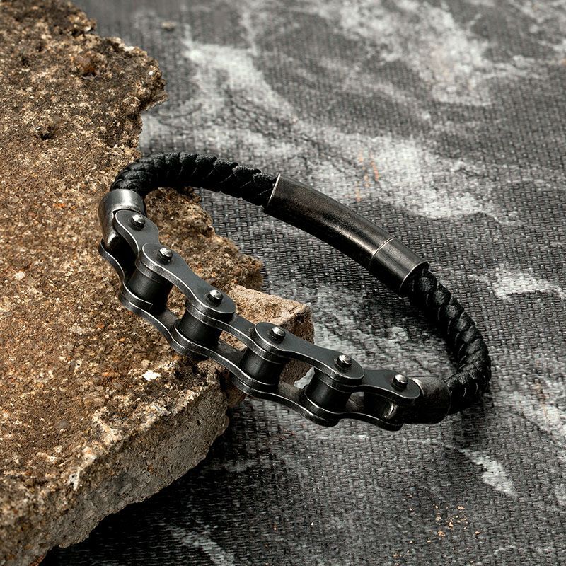 アクセサリー GOTI CHAIN LEATHER BRACELET_BR513 Braided Genuine