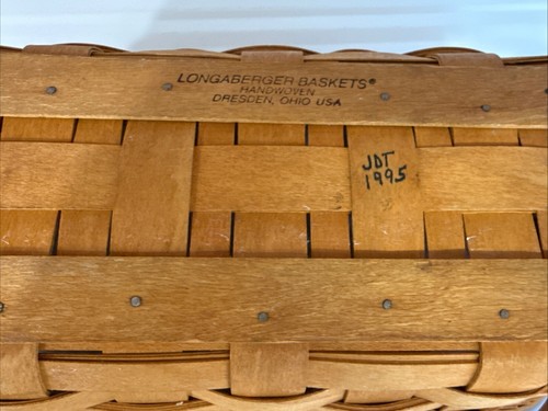 Longaberger basket with dividers and plastic liner Double handles 1995 READ - Picture 15 of 20