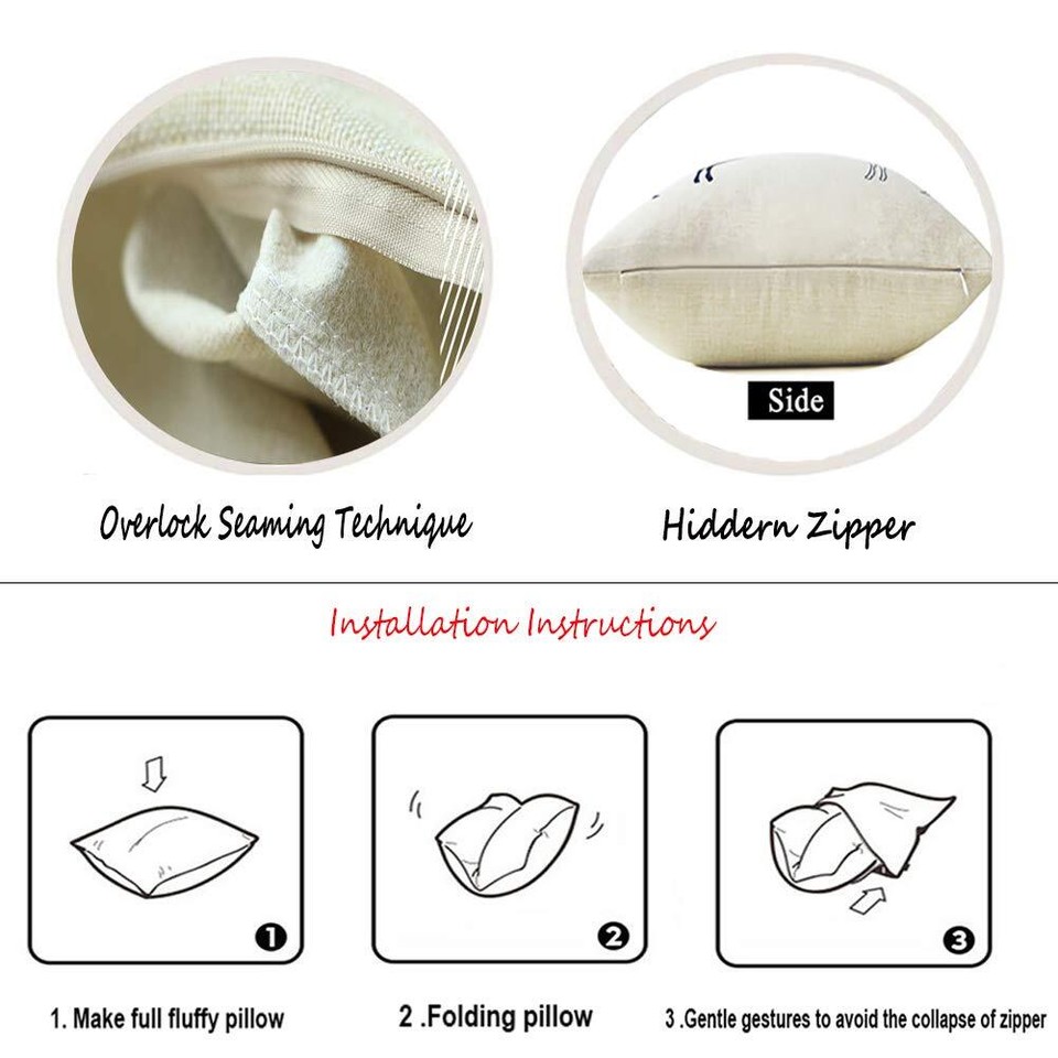 Fall Throw Pillow Covers Cotton Linen Burlap Decorative Throw Pillow