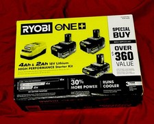 RYOBI ONE 18V Lithium-Ion Starter Kit w/ 2.0 Ah 4.0 Ah Batteries NEW