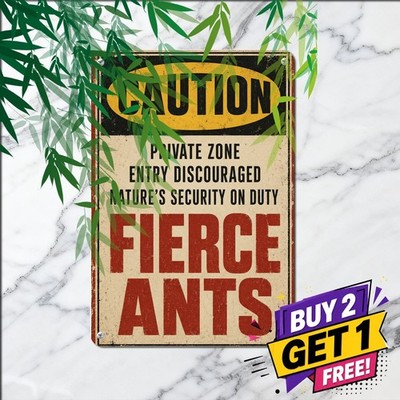 Fire Ants Protected Property Caution Metal Sign Vintage Yard Safety Decor 8x12