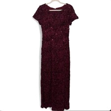 Alex Evenings Burgundy Formal Maxi Dress Size 10 