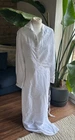 BALOSSA Unusual Long Sleeve White Linen Blend Half Collar Wrap Maxi Dress SZ 10