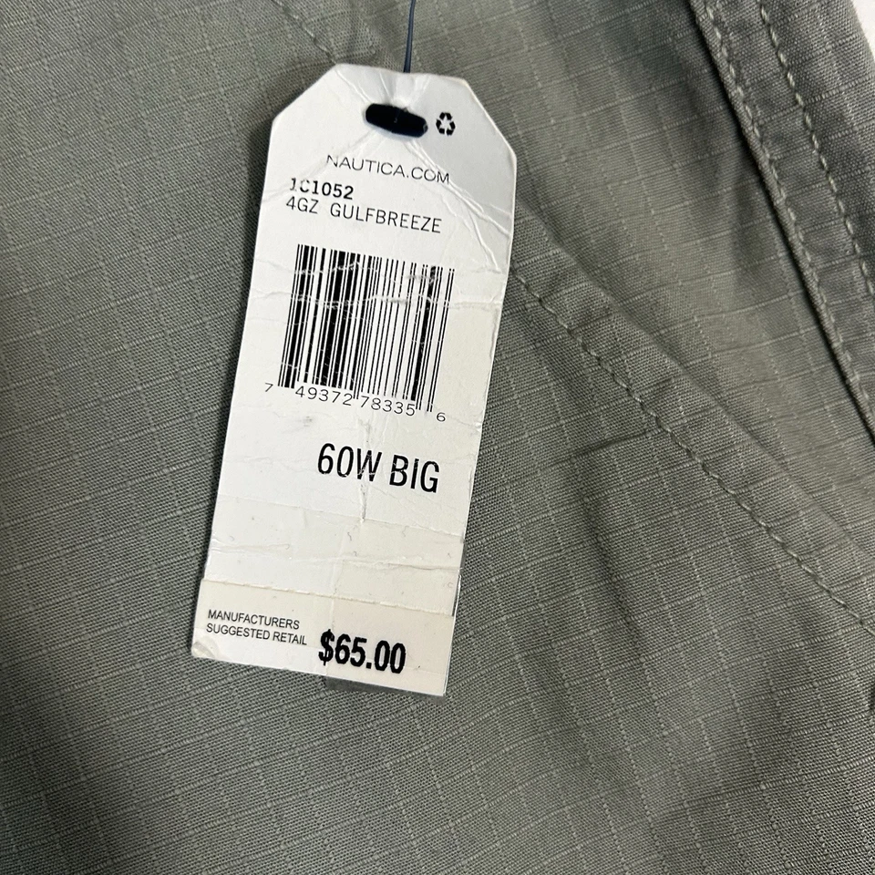 Nautica Men’s 60W Gray Cargo Shorts 10.5” Inseam Zip Pocket Big Gulf Breeze NWT - Image 2 of 4