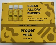Box of 12 Proper Wild Vegan Energy Shots Ginger 2.5oz Exp 11/2026 Fast Shipping