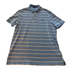 Polo Ralph Lauren Men's Polo Shirt SZ L Soft Cotton Blue Stripe preppy classic