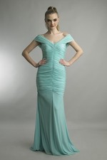 Ruched Off-Shoulder Mermaid Gown