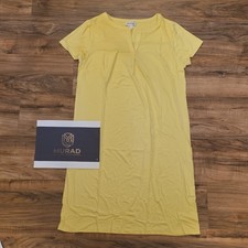 Collection L Women's Yellow Solid V-Neck Short Sleeve Knee Length Dress, 10