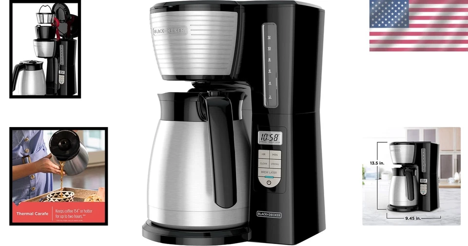 12-Cup Thermal Programmable Coffee Maker with Auto-Clean and Brew Strength Se... - Image 2 of 4