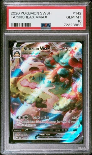 2020 POKEMON SWORD & SHIELD #142 FULL ART/SNORLAX VMAX PSA 10