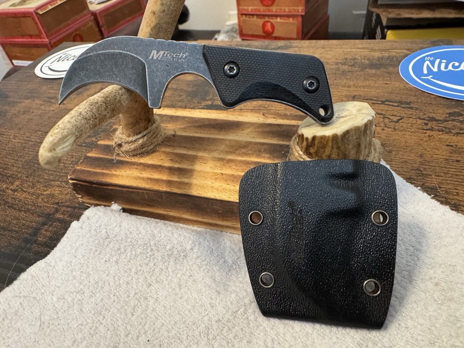 MTECH Heavy Duty Military Fixed Blade Neck Knife Black