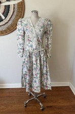 Vintage Jessica Mcclintock Gunne Sax Floral Tea Dress Puff Sleeves Cottagecore M