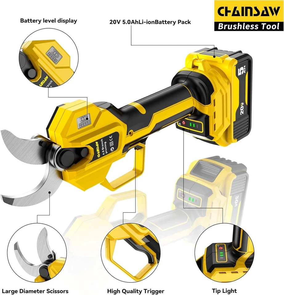 2-IN-1 Electric Pole Pruning Shears Cordless Compatibility with DEWALT 20V MAX B - Image 2 of 4