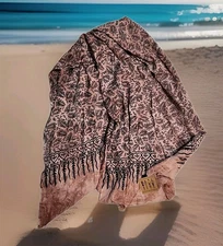 Casual Movements Sarong Wrap Dusty Pink Floral Heart Print Beach Wrap NEW NWT 