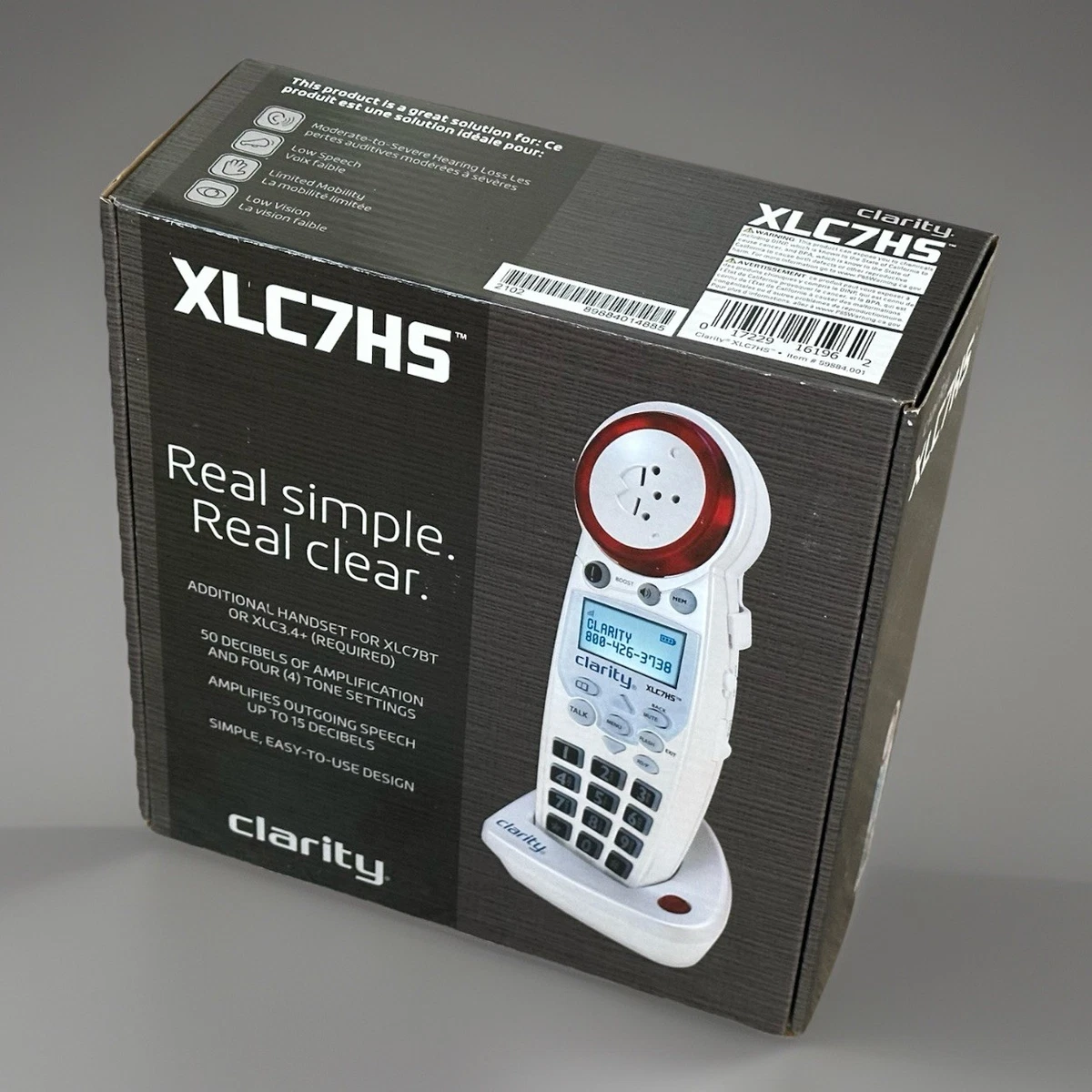 Clarity - Téléphone P300 photo avec fil amplifié à gros boutons 26 dB - Blanc