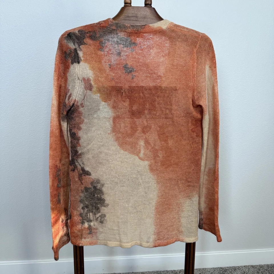 Cárdigan floral pintado con un botón de mezcla de lana/mohair Coldwater Creek talla L Foto 2 de 4