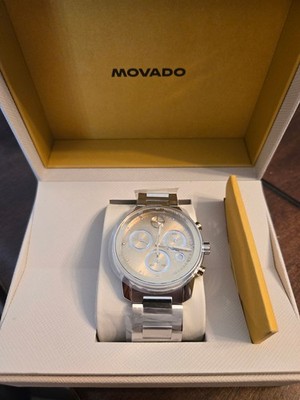Movado BOLD Verso Men's Two-Tone Chronograph Watch 3600907 Gold Dial 44mm Swiss