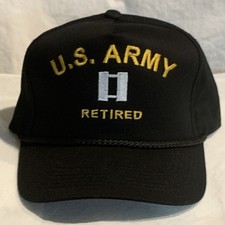 U.S. Army Retired Army Militaria Theme Embroidered Black Hat/Cap