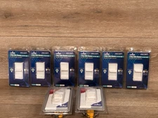 Lot of 8 Leviton DECORA 600Watt 3-Way Slide Dimmer 6x 6633-W & 2x Leviton 6621
