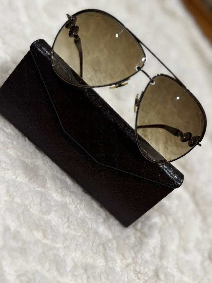 Auténticas gafas de sol Gucci 4225/S Marina cadena chocolate/marrón degradado aviador Foto 3 de 4