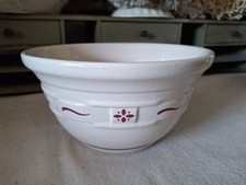 Longaberger Woven Traditions Red 8” Mixing Bowl Pottery Made in USA