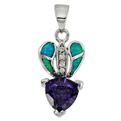 Anhänger 2 kt Amethyst & australischer Opal Inlay 925 massiv Sterlingsilber EO3