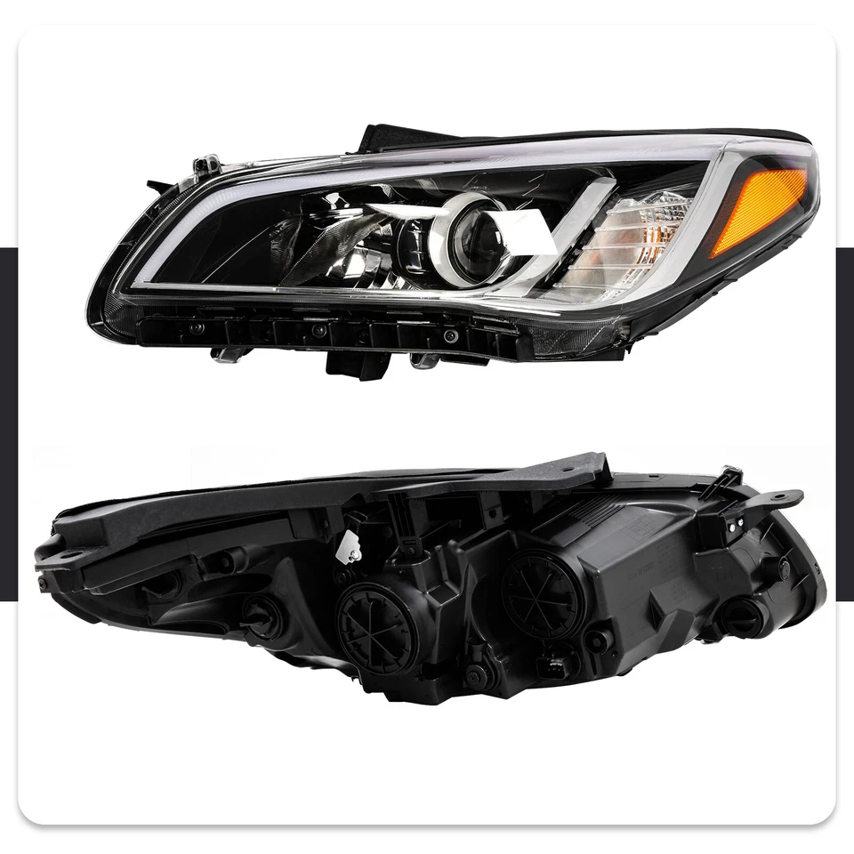 Fit For 2015 2016 2017 Hyundai Sonata Chrome Halogen Headlight Headlamp Pair - Image 4 of 4