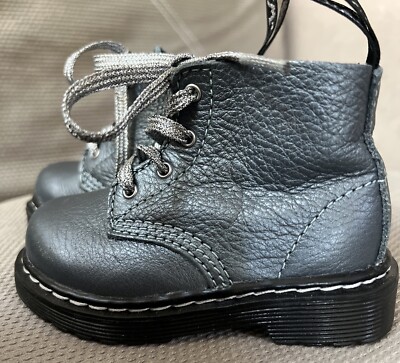 designer Toddler, Boots, Dr Martens 1460 Pascal Gunmetal Metallic