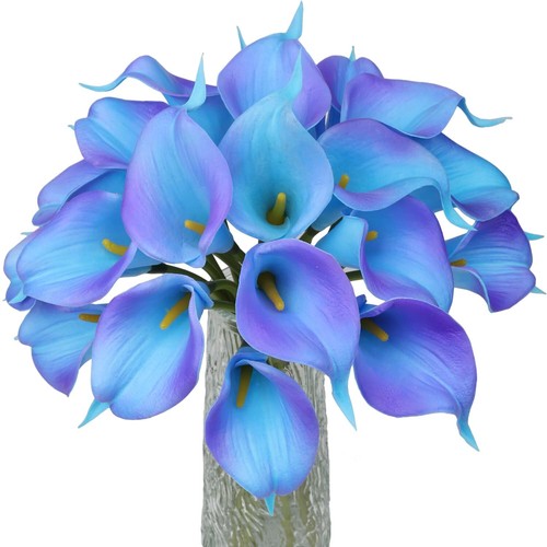 20pcs Artificial Calla Lily Bridal Wedding Bouquet PU Latex Real Touch Flower...