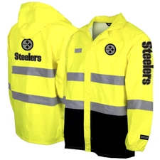 Pittsburgh Steelers Hi-Vis Safety Waterproof Rainshell Full-Zip Hooded Jacket