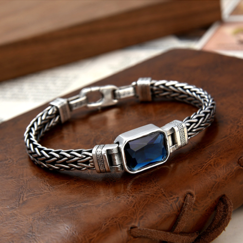 Men's 925 Sterling Silver Bangle Bracelet Woven Bracelet Vintage Bracelets
