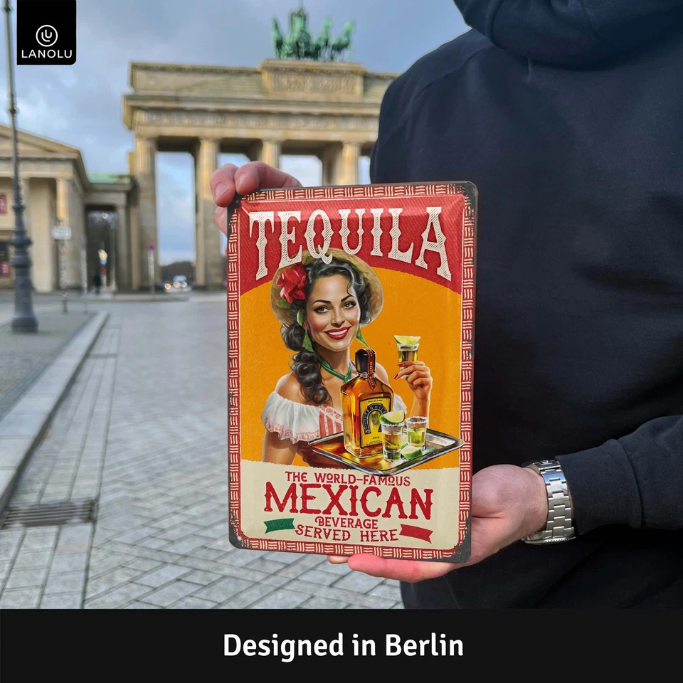 LANOLU Retro Blechschild TEQUILA Retro Bar Deko, Retro Deko, 20x30cm - Bild 4 von 4