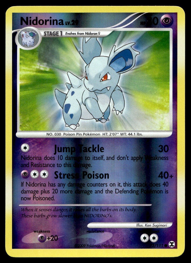 Nidorina 73/111 Pokemon Card Rising Rivals Common Rev Holo 80 HP  Near Mint H9