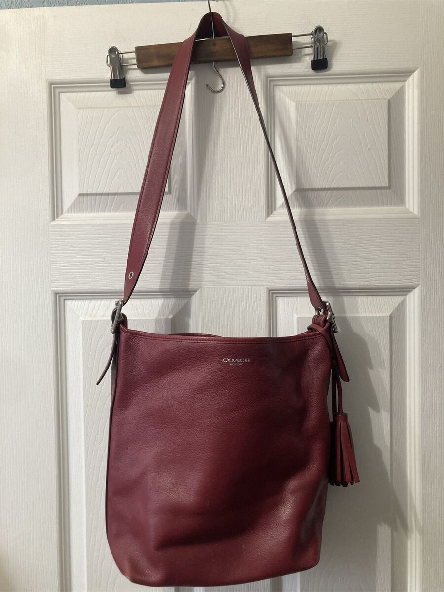COACH Legacy Duffle Red Leather Shoulder Crossbody Tassel COACH Legacy Duffle Red Leather Shoulder Crossbody Tassel