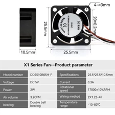 3D Printer Parts Extruder Hotend Cooling Fan for Bambu lab X1 Series DC 5V 17000