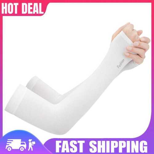2pcs Ice Silk Sunscreen Cuff Summer Riding Running Cool Arm Sleeves (White) - Afbeelding 1 van 5