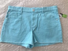 Arizona Jean High Waist Shorts Stretch Big Girls 18 1/2 Plus New 36 Turquoise