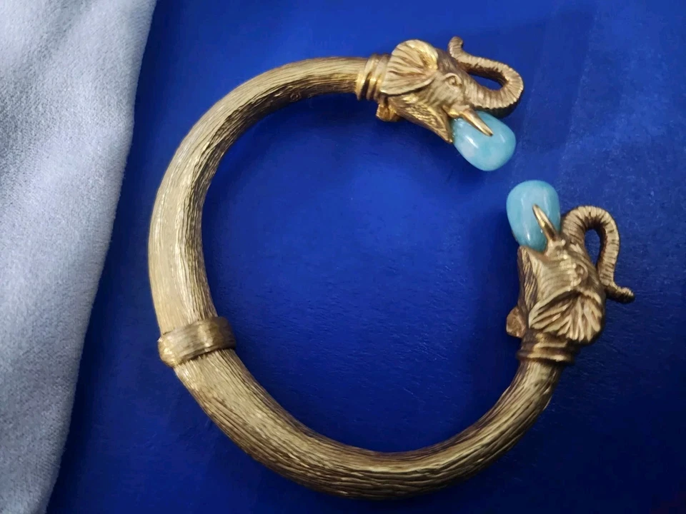 Brazalete con bisagras Julie Vos Elefante Piedras Azul Claro Foto 2 de 3