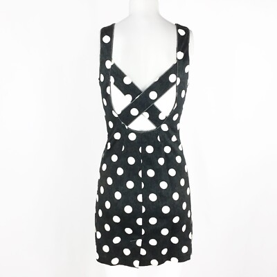 Preowned GEORGES MARCIANO Blue Denim Polka Dot Dress Sz 4 | eBay