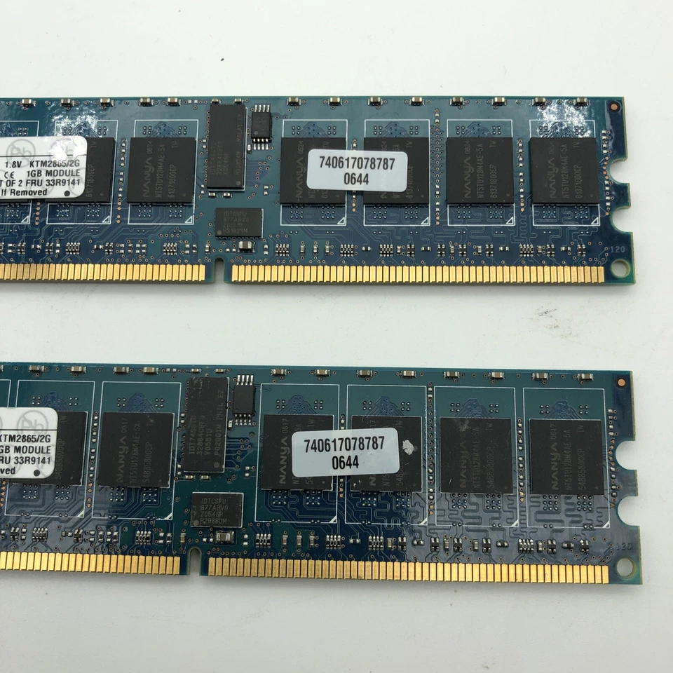 2GB SET KINGSTON 1GB x2 PC2 3200 DDR2 400 ECC REG SERVER MEMORY CL3 fru 33R9141 - Image 3 of 4