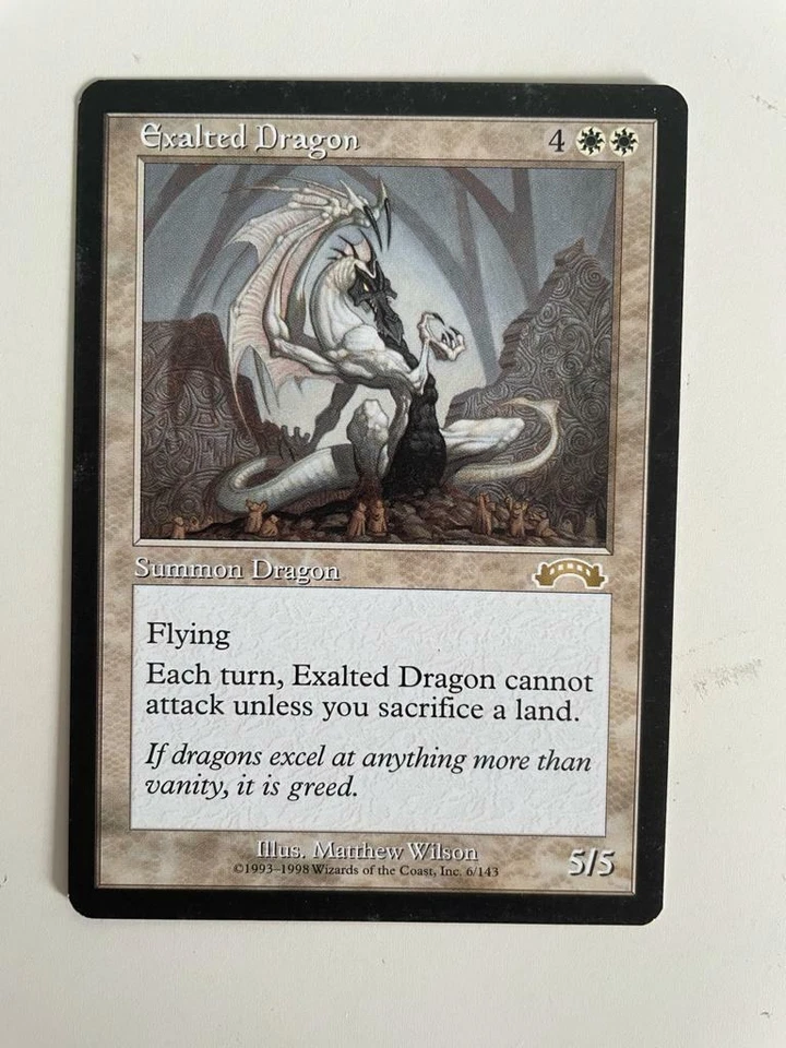 MTG EXODUS EXALTED DRAGON NM MAGIC THE GATHERING WHITE RARE CREATURE ENGLISH - Image 3 of 4
